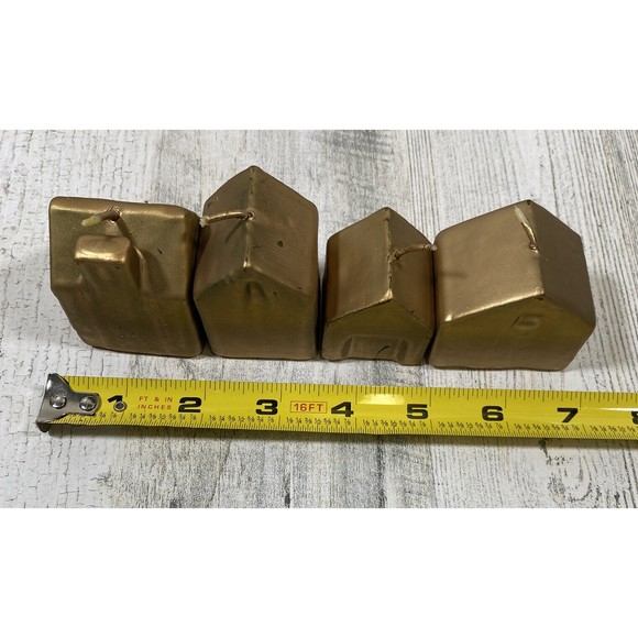 Vtg Crate & Barrel 4 Village Candles Bronze Gold Minimalist MCM Staging Holiday - Picture 6 of 7